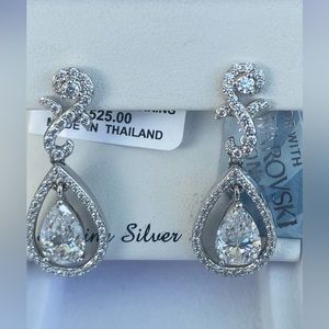 Emotions Swarovski zirconia white drop earrings sterling silver